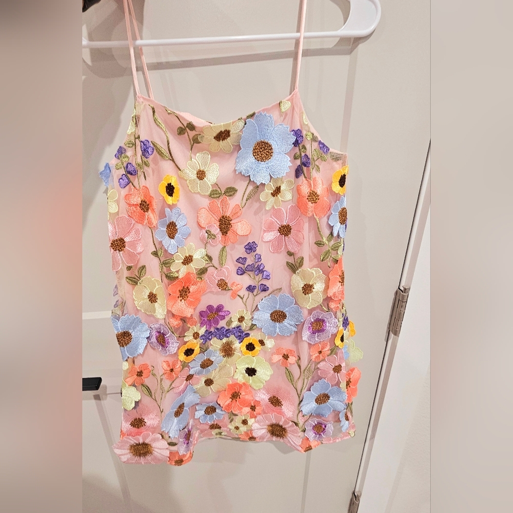 Floral applique mini dress Size SMALL
